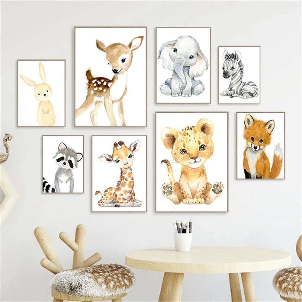 Baby Nursery Frames - Kein gerahmtes Druckbild, Baby-Tier-Wandkunst, Leinwandgemälde, Löwe,