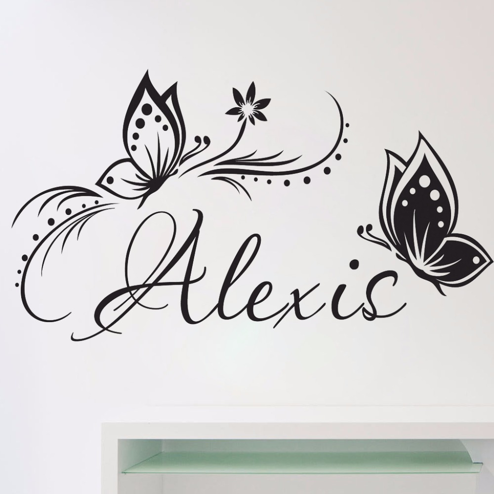 Baby Girl Nursery Quotes - Personalisierte Name & Schmetterlinge Wand Vinyl