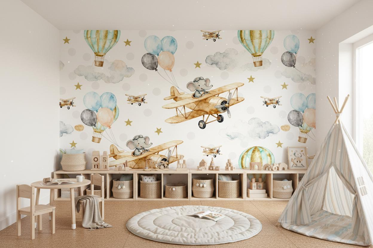 Cartoon-Tier-Wandbild für Kind – Baby Nursery Peel And Stick Wallpaper Bewertung und Preis