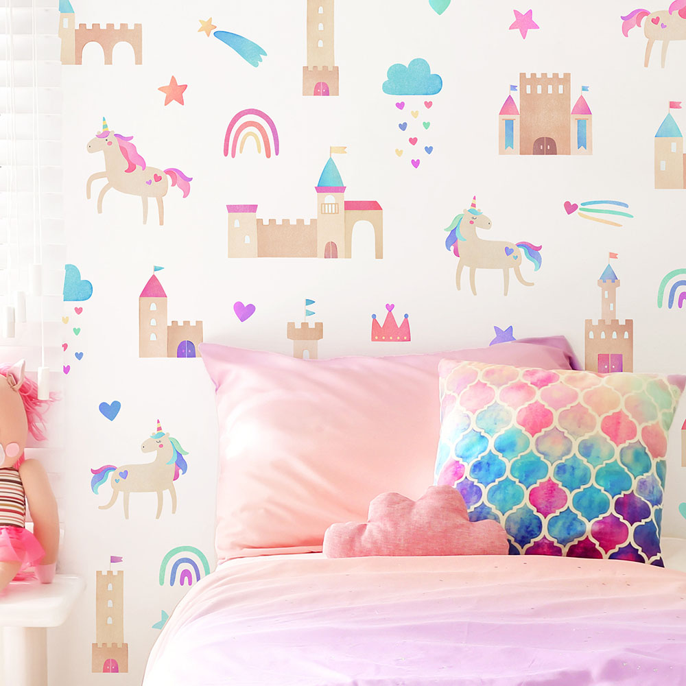 Aquarell Einhorn Schloss Wanda – Baby Girl Nursery Quotes Bewertung und Preis