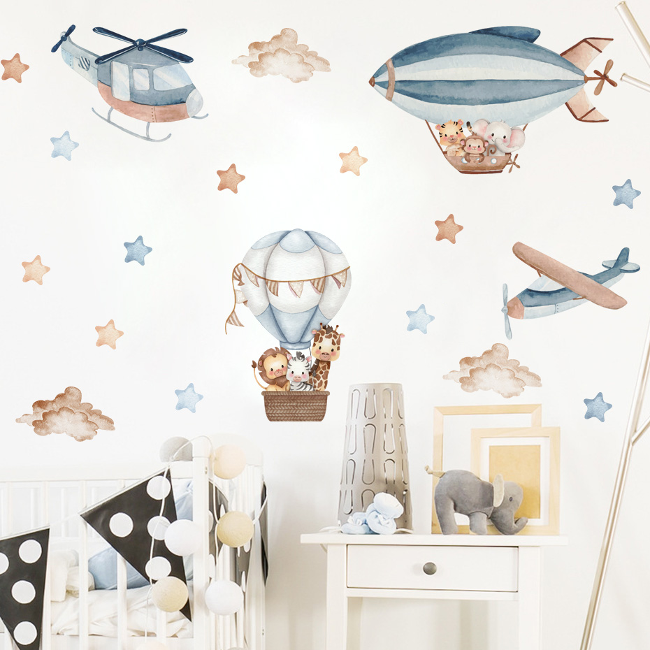 Aquarell Tiere Heißluftballon  – Baby Nursery Boy Bewertung und Preis