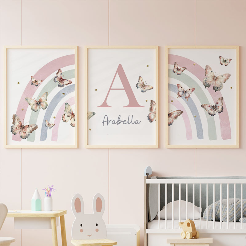 Rosa Regenbogen Schmetterling  – Baby Nursery Decor Girl Bewertung und Preis