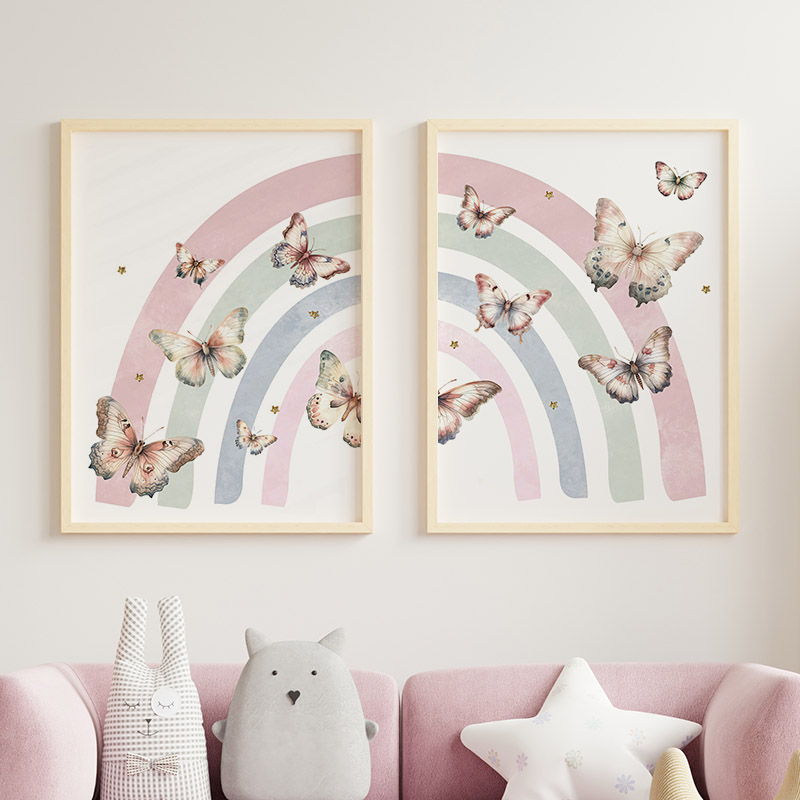 Rosa Regenbogen Schmetterling  – Baby Nursery Decor Girl Bewertung und Preis